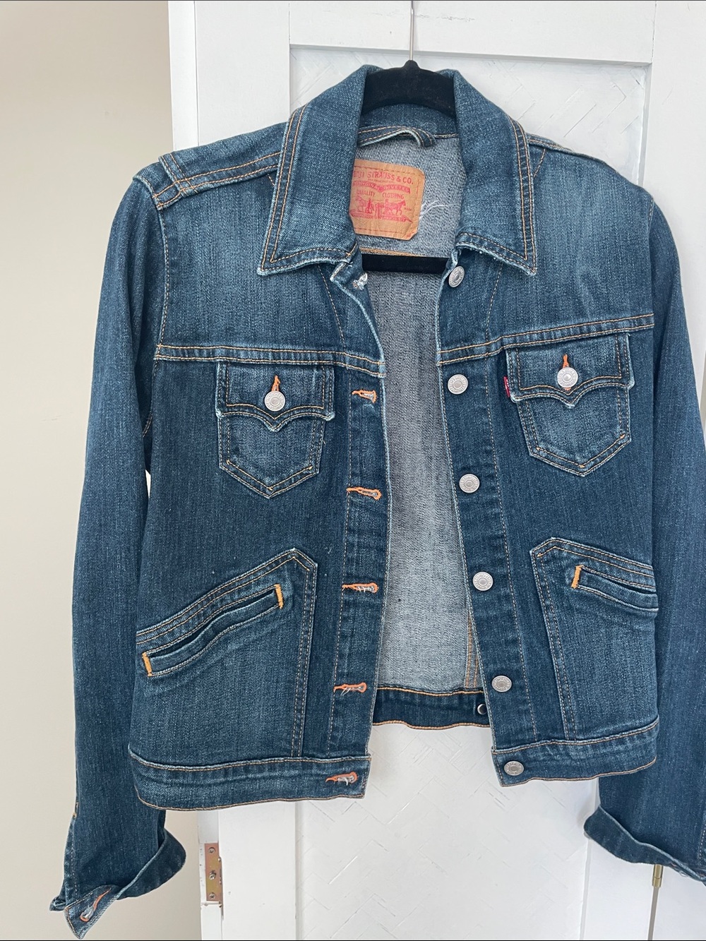 Vintage Y2K Levi’s Denim Jacket Women’s Blue Trucker Jacket Red Tab Small